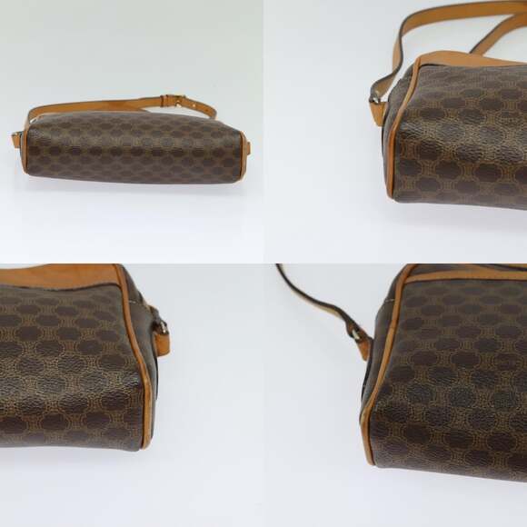 CELINE Macadam Canvas Shoulder Bag Pvc Leather Brown Gold - Picture 10 of 12